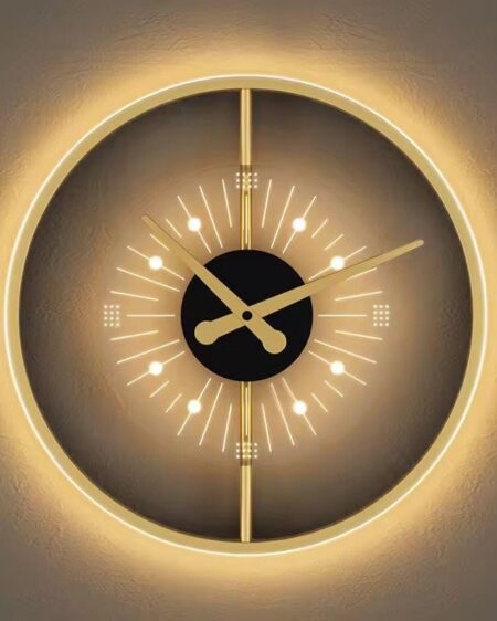 BEBO CREATIONS Wall Clock for Living Room Stylish Latest Clock for Home Wall Clock Designer with 3 Led Mode for Room, Bedroom Office Lobby, Battery Operated, Led Needs Wire Connection (14" Dia)