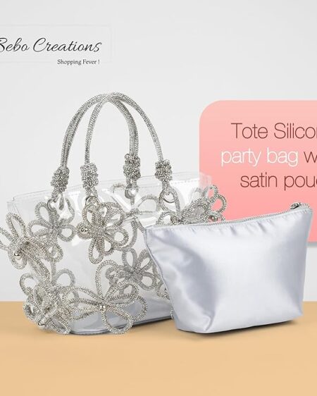 BEBO CREATIONS Designer Party Bags for Women Handbags for Women Tote Bags for Women Purse for Women Rhinestone Crystals Evening Bag Bucket Bag