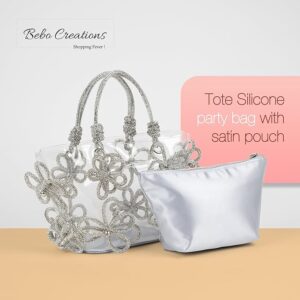 BEBO CREATIONS Designer Party Bags for Women Handbags for Women Tote Bags for Women Purse for Women Rhinestone Crystals Evening Bag Bucket Bag