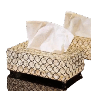 Bebo Creations Rectangular Crystal Tissue Box Holder Decorative Facial Tissue Case Elegant Napkin Holder Toliet Paper Box for Bathroom, Dressing & Desk Table, Tissue Paper Holder, Golden