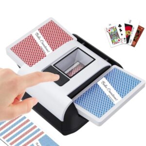 BEBO CREATIONS Adult Automatic Card Game Shuffler – One-Press AUTO & Manual Mode,Electric Shuffling Machine for 1-2 Decks,Low Noise,Rechargeable & Portable Shuffler Machine for Poker,UNO,Blackjack