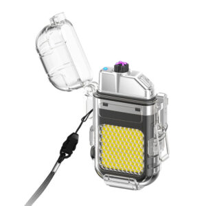 Waterproof Dual Arc Plasma Lighter – Outdoor Camping Lighter for Men Women with Led Light