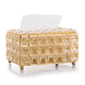Tissue Box Holder for Home with Crystal Glass Beads, Tissue Paper Holder, Home Decor, Tissue Dispenser, Napkin Holder for Table, Dining Table Accessories,Size: 7.4x4.3x3.9 Inches